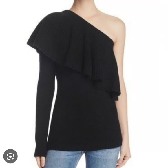 Aqua Sz M Sweater Black Off-the-Shoulder Cashmere Mobwife Goth Punk Luxury - Picture 1 of 5